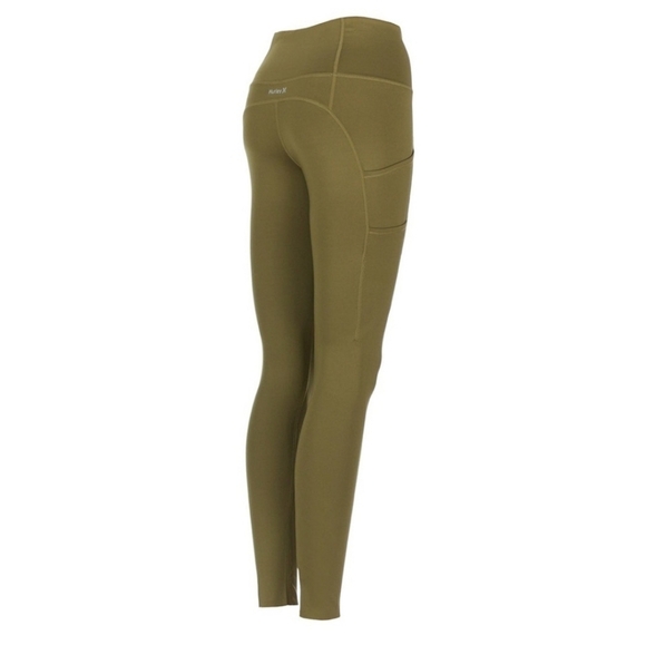 Hurley Small Raw Edge High Rise Ankle Leggings Olive Green Athletic Yoga Pants - Picture 3 of 10